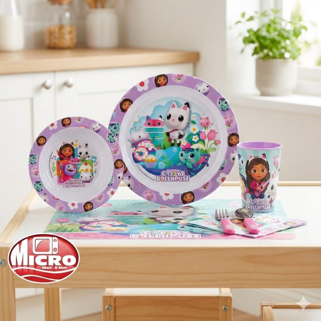 Gabby's Dollhouse Kitty Magic Essgeschirr, Mikro-Plastik-Set, 260 ml