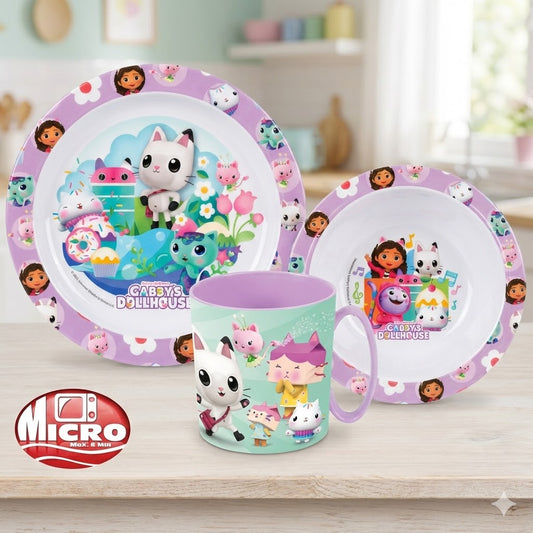 Gabby's Dollhouse Wonderland Essgeschirrset, Mikroplastikset mit Becher 350 ml