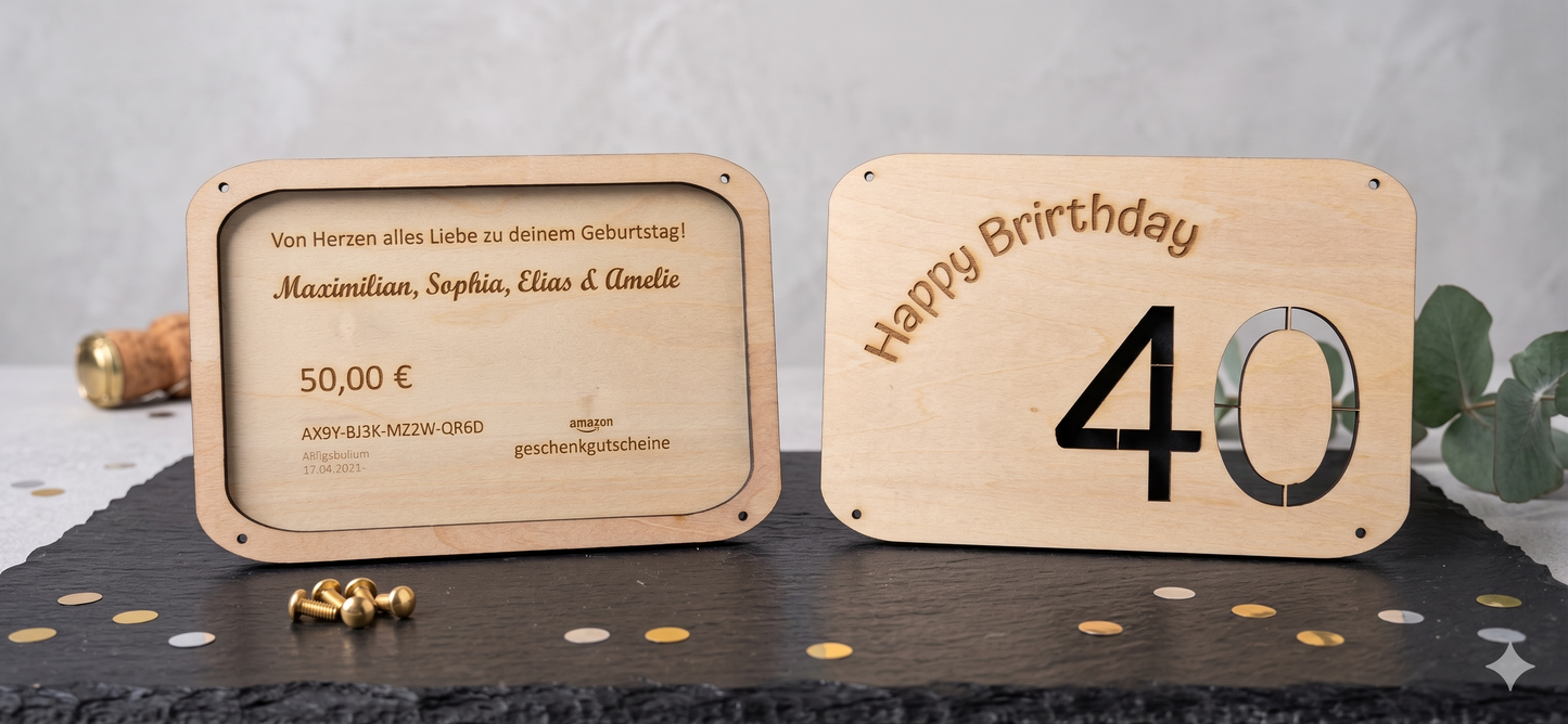 Das originelle Geldgeschenk Holzwallet Happy Birthday